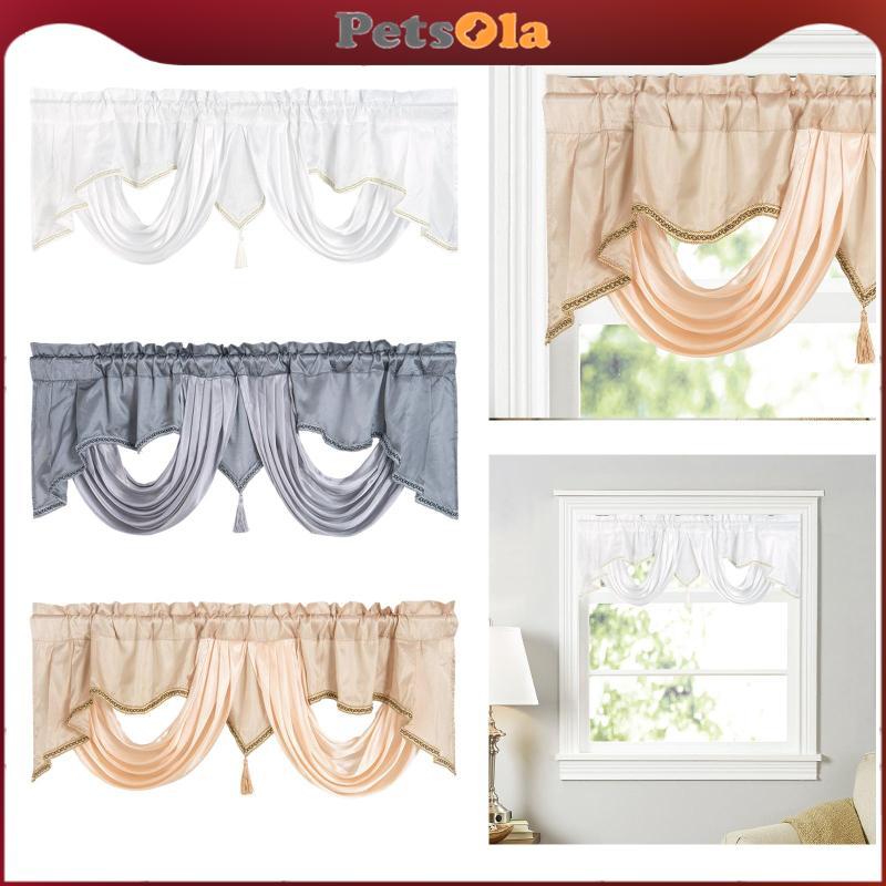ผ้าม่านสั้น PETSOLA, Valance Rod Pocket, Blackout Valance, with Tassel, Boho Window