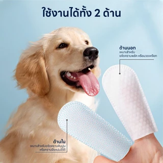 Doge&Orange ผ้าเช็ดฟันสัตว์เลี้ยง แผ่นเช็ดฟันสุนัข แมว แบบสวมนิ้ว 50ชิ้น/กระปุก ลดคราบหินปูน ลมหายใจสดชื่น PU145