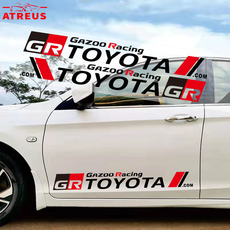 2 ชิ้น Toyota GR สติ๊กเกอร์ ติดรถยนต์ สติกเกอร์กันรอยขีดข่วน สําหรับตกแต่งประตูรถยนต์ ติดด้านข้างประตูรถยนต์ ป้องกันรอยขีดข่วน สําหรับ Toyota GR 86 Yaris Corolla Cross Altis Supra CHR Wish bZ4X Vios Sienta Avanza