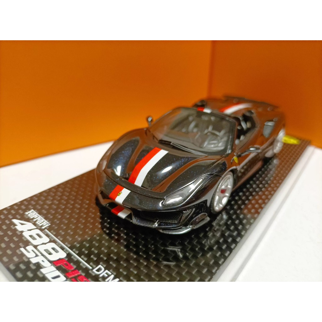 DF 1 43 Ferrari 488 Pista Spider Convertible Version Supercar Resin Model Bright Black