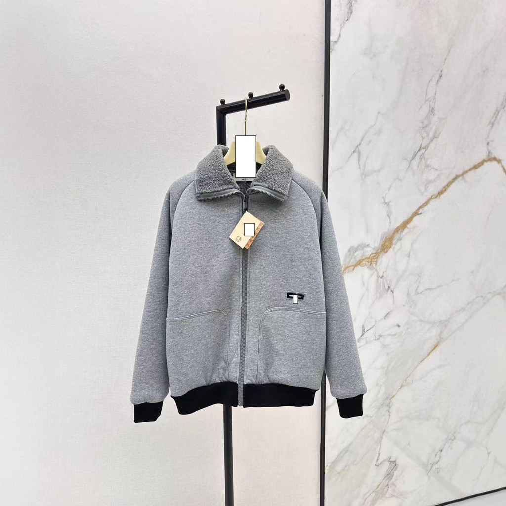 WY9O MIU*MM 25Autumn and Winter Women's Lightweight Warm Eco-Friendly Lamb Wool Casual Jacket