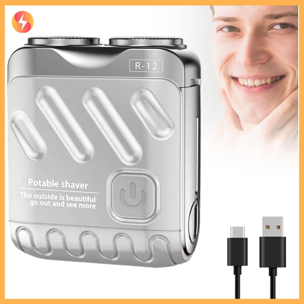 โรตารี่แหวนคู่เครื่องโกนหนวดไฟฟ้ามินิมีดโกนกันน้ําชาร์จปุ่มเดียวติดทนนานแบบพกพากรูมมิ่งเครื่องมือ