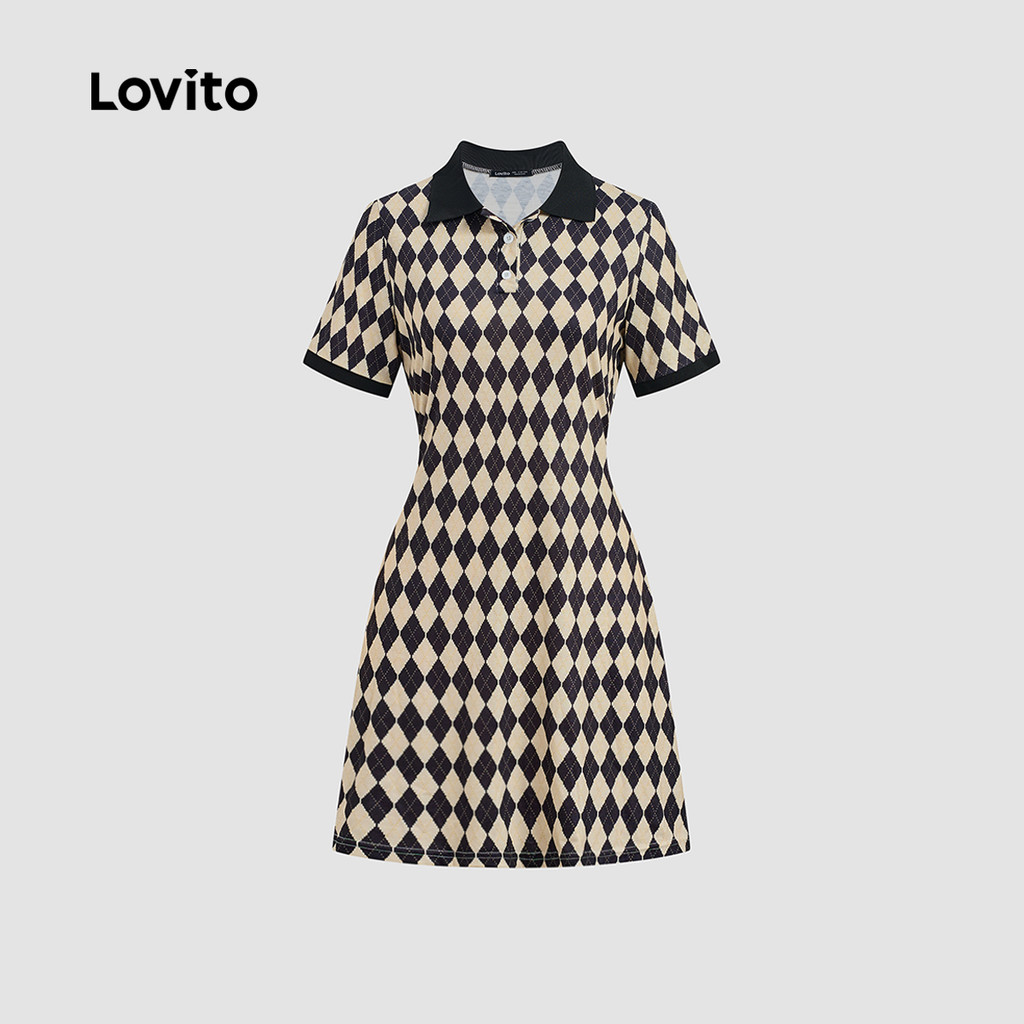 Lovito ชุดลําลอง ลายปักสีตัดกันการผูกมัดRound Neck A-Line Mini เดรสสําหรับผู้หญิง LNA06010 (หลากสี) ราคา ถูกที่สุด ดีลบีเคเค แกลเลอรีภาพที่ 5