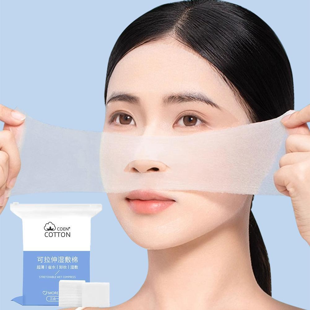 210/240ชิ้นทิ้งเปียกบีบอัดแผ่นสําลีผ้าฝ้ายทําความสะอาดผิวหน้ายืด n9ที4