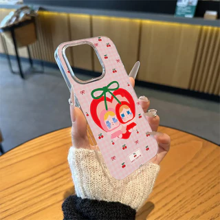 เคสไอโฟน 15 สำหรับ iPhone 11 17 13 14 12 Pro Max 16 15 14 Plus 15 13 16 12 Pro หวานแหววขี้แยเชอร์รี่โบว์ผูกปกใหม่