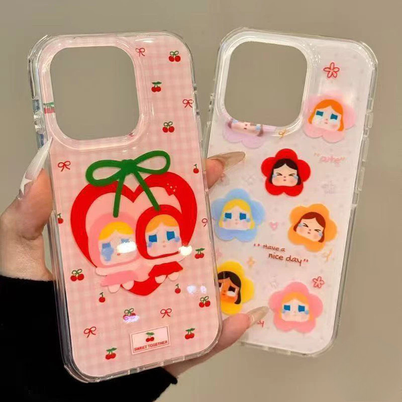 เคสไอโฟน 15 สำหรับ iPhone 11 16 13 14 12 Pro Max 16 15 14 Plus 15 13 16 12 Pro หวานแหววขี้แยเชอร์รี่โบว์ผูกปกใหม่