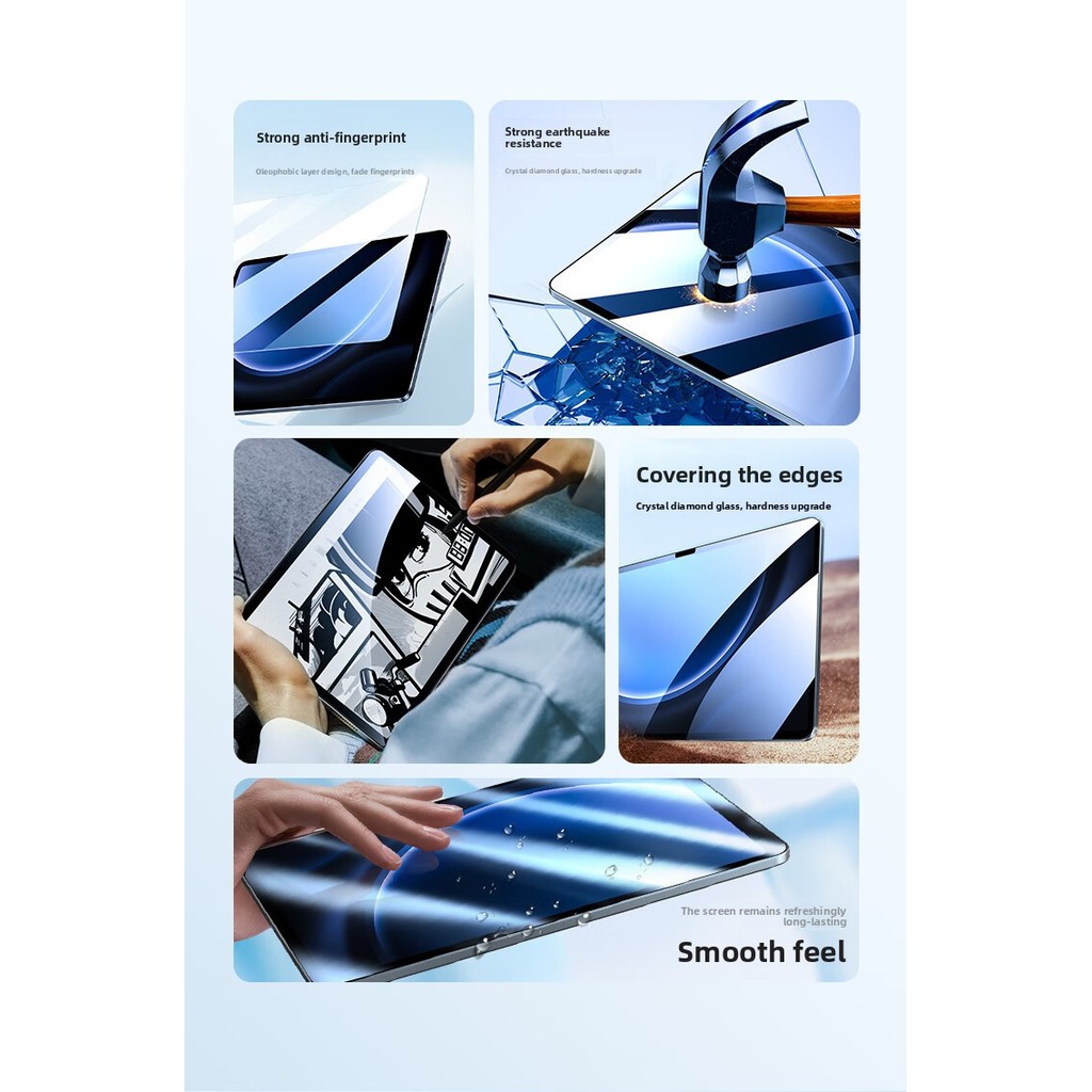 (จัดส่งวันถัดไป) ฟิล์มกระจกนิรภัยความคมชัดสูง สำหรับ Samsung Galaxy Tab S10FE/S9FE/S9/S8/S7 แท็บเล็ตหน้าจอขนาด 11 นิ้ว ราคา ถูกที่สุด ดีลบีเคเค แกลเลอรีภาพที่ 5