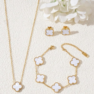 ชุดเครื่องประดับ 18K ทองสีขาว กับสแตนเลส แบบฟริติลลารีและโคล…