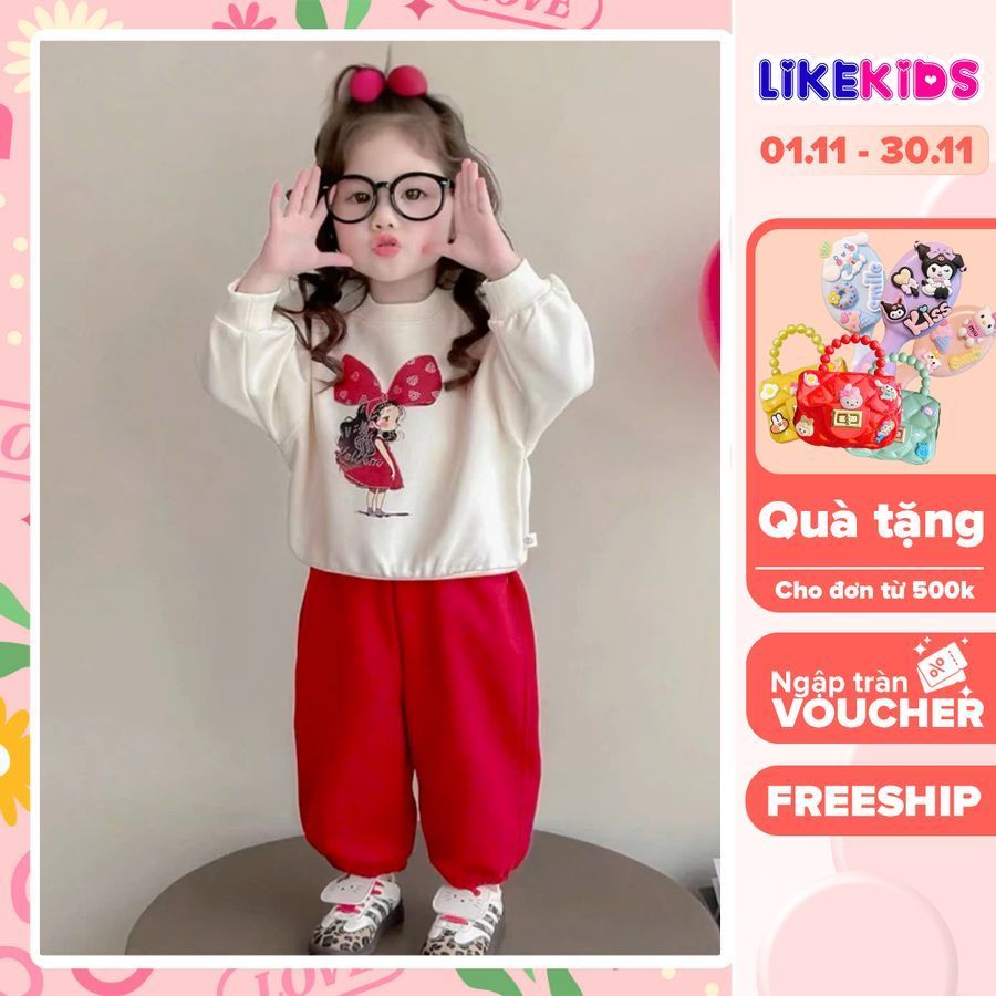 ชุดสําหรับเด็กผู้หญิงน่ารักลาย BABY BOW T37 - Likekids
