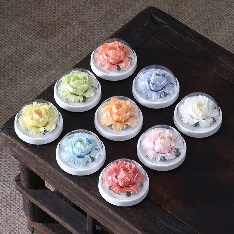 มือ-Kneaded Porcelain ดอกไม้น้ํามันหอมระเหยของขวัญกล่อง Luoyang Peony Porcelain เครื่องประดับดอกไม้ข