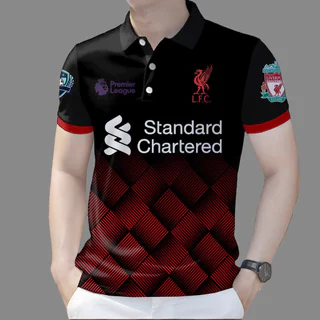 เสื้อโปโลลิเวอร์พูล เอฟซี ลายสามเหลี่ยม ระบายอากาศดี เหมาะสำหรับใส่กลางแจ้ง