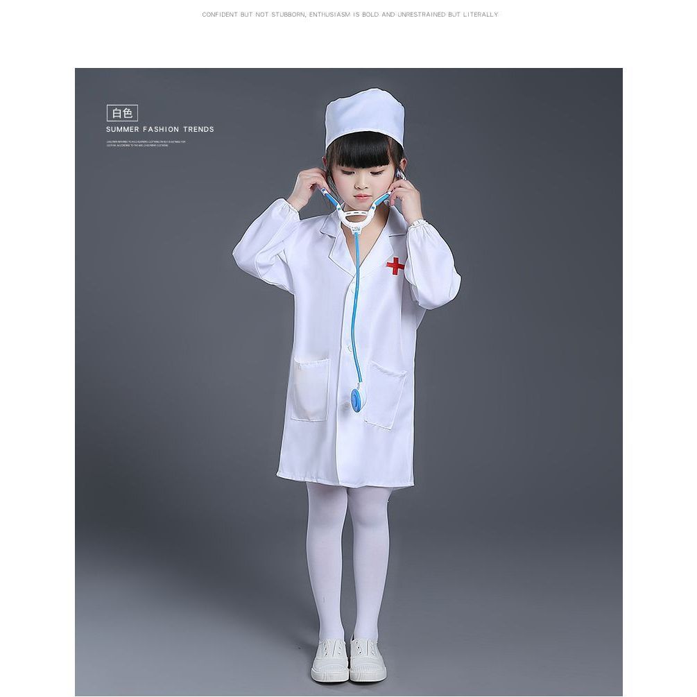 HZG ชุดเล่นบทบาทสมมติพยาบาลเด็ก ชุดหมอเด็ก ชุดสีขาวเขียว เหมาะสำหรับทั้งเด็กชายและเด็กหญิง - รูปที่ 2