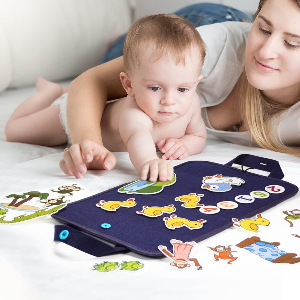 CHEFAN Felt Board for Toddlers, Felt Pieces Storytelling Flannel Board with 5 Little Ducks, 5 Little