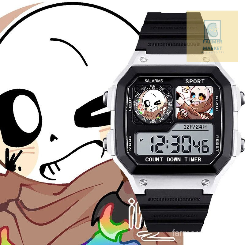 นาฬิกาปลุกสำหรับนักเรียน Undertale นาฬิกาโครโนกราฟเรืองแสง นาฬิกาอิเล็กทรอนิกส์ Frisk Sans สไตล์เดียวกับนาฬิกานักเรียน