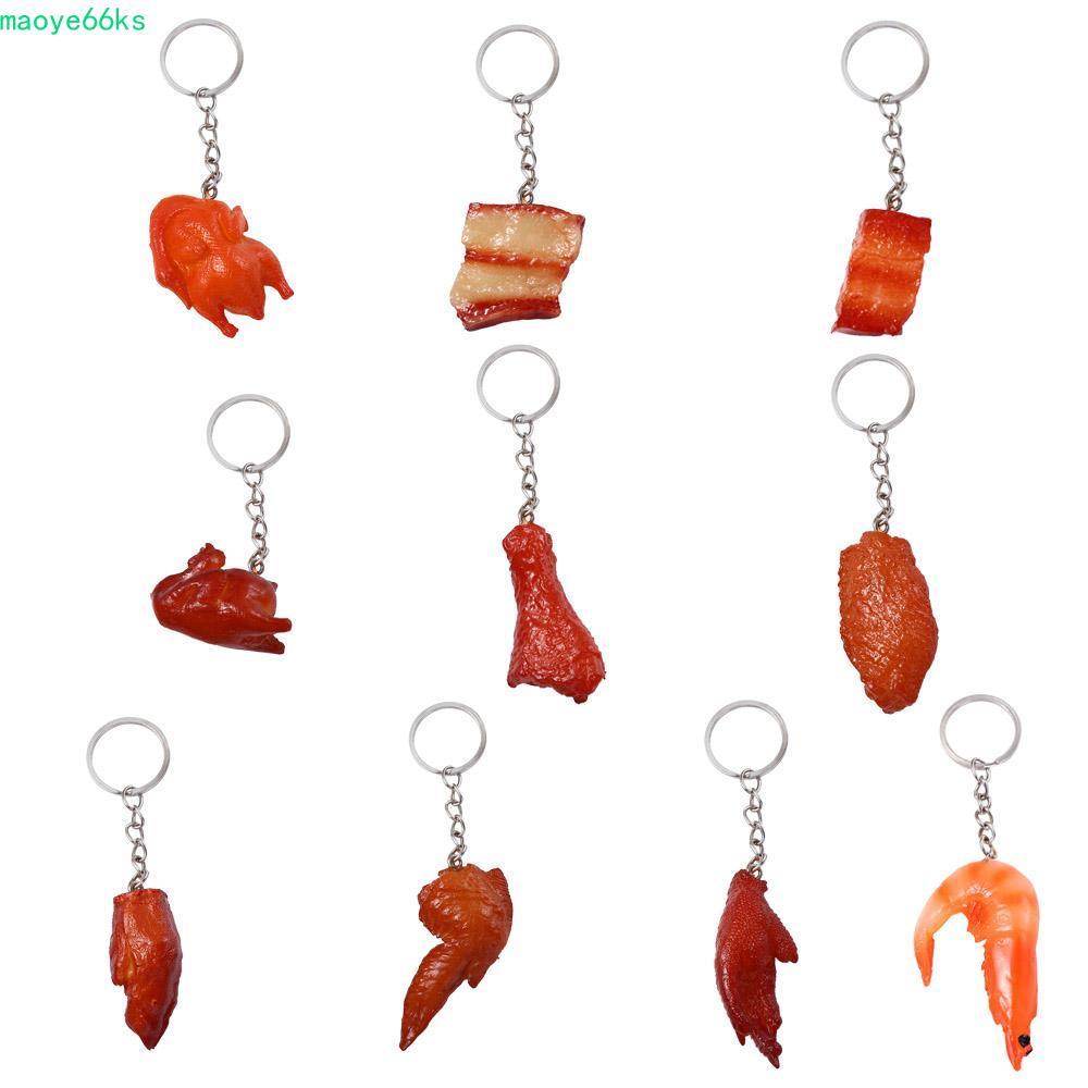 MAOYE Fast Food Key Ring Trotters Roast Chicken Creative Chicken Wings Funny Cute Bag Pendant