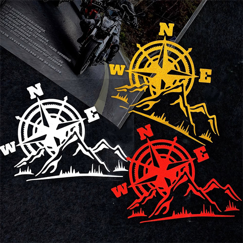 Compass Car Window Creative Text Windshield Decoration Sticker Motorcycle Windshield Cool Modificati