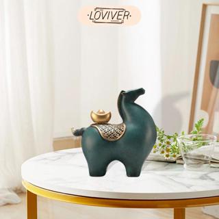 LOVIVER รูปปั้นม้า งานฝีมือศิลปะนําโชคโต๊ะที่ไม่ซ้ํากันประติ…