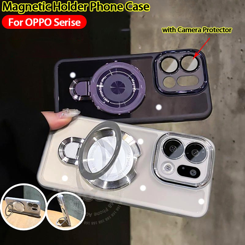 เคส OPPO Find X9 Pro เคส OPPO Find X9 เคสเจลใสกันกระแทก พร้อมที่ยึดมือถือแม่เหล็ก แหวนด้านข้าง ป้องกันเลนส์กล้อง ปกป้องเลนส์นุ่ม เคสเจลนุ่ม ดีไซน์เรียบง่าย