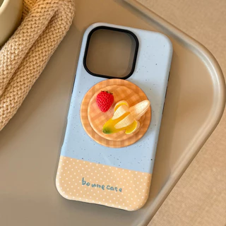 Ins 3Dผลไม้กล้วยสตรอเบอร์รี่พับแม่เหล็กSatndผู้ถือIphoneสําหรับIPhone 17 Pro Max 17 Pro 17 Air 17 16 15 14 13 12 11 Anti Drop Hard PC Matteปกหลัง