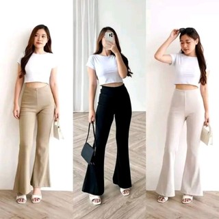 Celana Cutbray Wanita Fit and Flare Pants Cutbray Scuba Pinggang Highwaist Bahan Stretch
