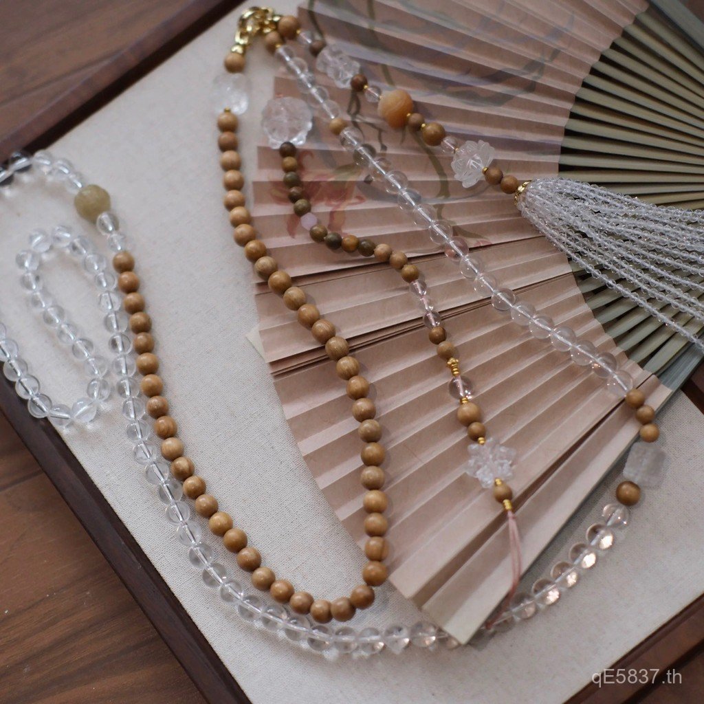 สร้อยคอคริสตัลวรรณกรรมสำหรับหญิงข้ามเพศ กับสร้อยข้อมือไม้จันทน์ สไตล์จีน พร้อมโซ่ DM3