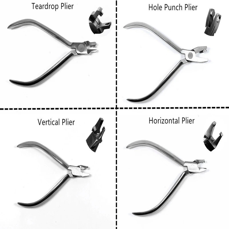 4Pcs Dental Orthodontic Tools Set Thermal Forming Plier Punch Vertical Tear Drop Cutter Aligner Plie