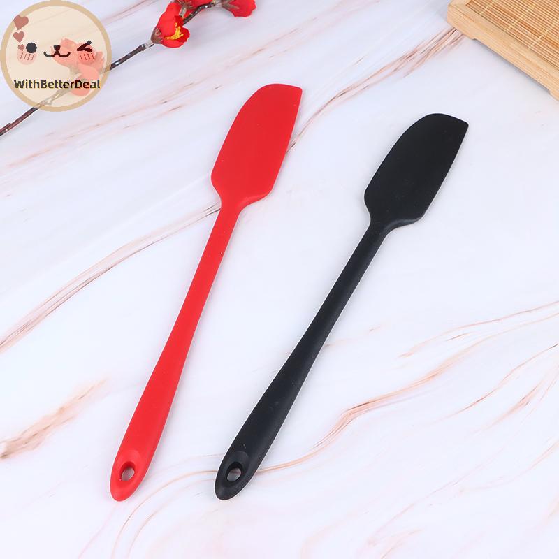 1 ชิ้นด้ามยาวไม้พายซิลิโคนทนความร้อนยืดหยุ่น Non-Stick Slim ไม้พาย DIY เค้กครีม Scraper เบเกอรี่เครื่องมือ TH