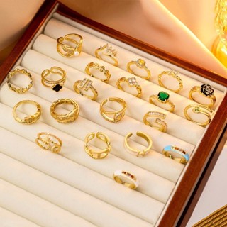 ((ลิงค์การผสมผสาน) หลากหลายประณีตสุดกระพริบแหวนเพทายแฟชั่นอา…