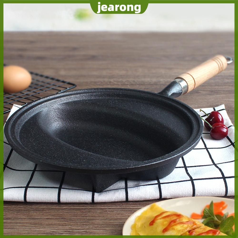 [มาใหม่] กระทะเหล็กหล่อด้ามไม้ Omurice ทําอาหารหม้อ Non-Stick ไข่เจียวไข่หม้อ Anti-Scald สําหรับโฮมเ