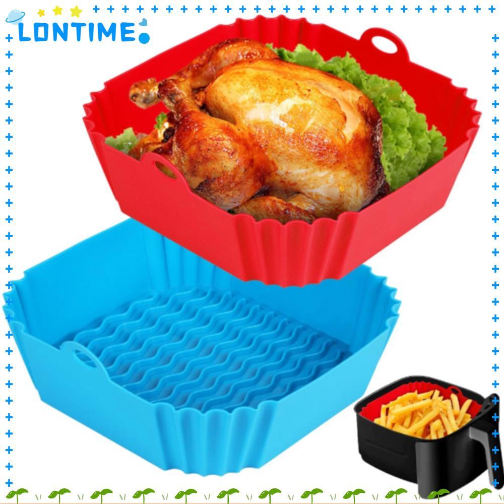 LONTIME ซิลิโคนหม้อทอดอากาศ, Mould Liners อุปกรณ์ไก่ทอดหม้อซิลิโคนสี่เหลี่ยม, คุณภาพสูงนํากลับมาใช้ใหม่นุ่มไม่ติดตะกร้าอบทําอาหาร