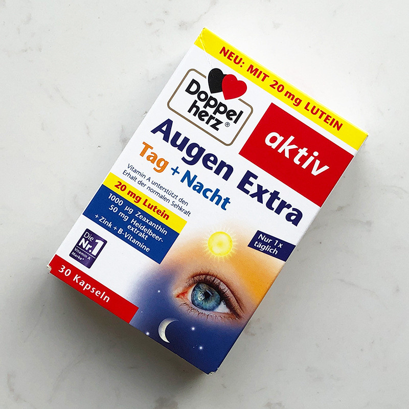 Dopp-elherz เยอรมัน Double-Heart Blueberry Lutein Day Night Eye Care Soft Capsule Eye Care ผู้ใหญ่วั