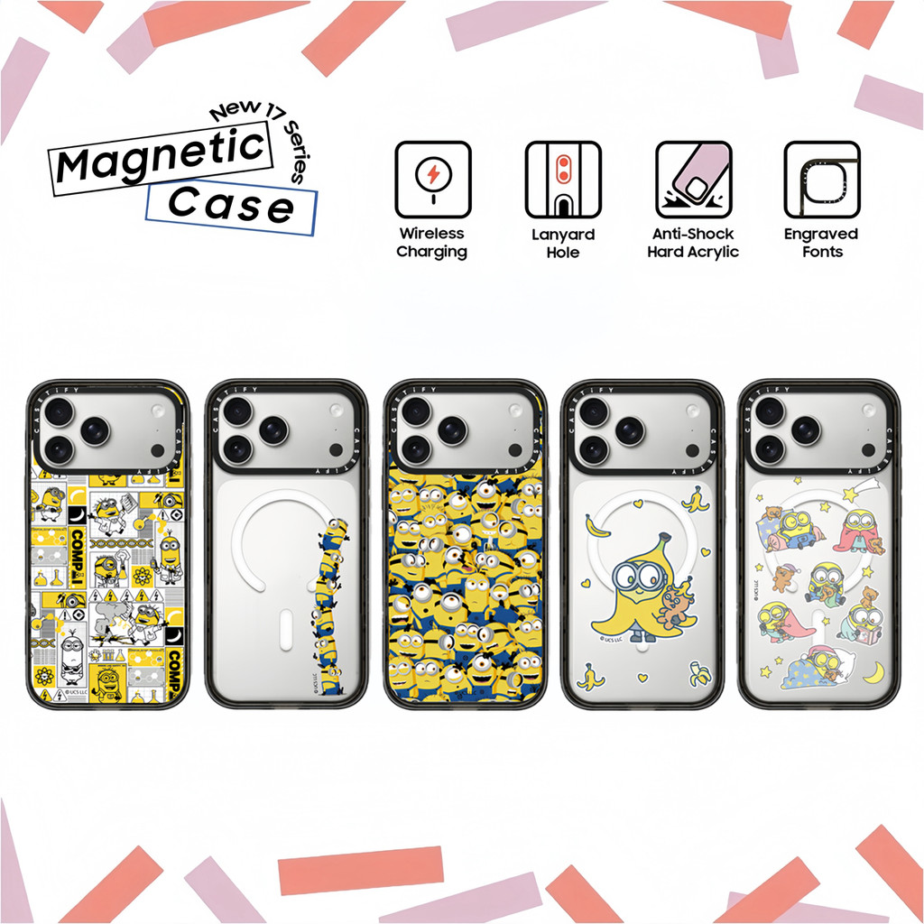 CASETi ‌Minions Banana Bob Kevin Hard พลาสติกอะคริลิคสําหรับ iPhone 17 16 Air 12 13 14 15 Plus Pro Max ปลอก