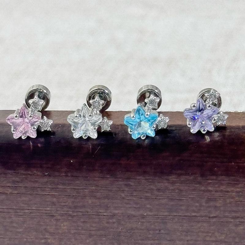 Jinjoo จิวต่างหูดาว รุ่น Aurora Star Collection แป้นแบน สแตนเลส316