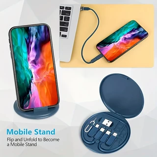 ชุดอะแดปเตอร์ชาร์จ USB 6-in-1และสายเคเบิล: วัสดุซิลิโคนป้องกันการงอ + การแปลง OTG/รองรับการชาร์จเร็ว PD + ขาตั้งโทรศัพท์