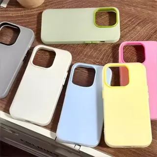 ฟรอสต์แมทท์ 2-in-1 สีแคนดี้ เข้ากันได้สำหรับ เคสไอโฟน11 เคส iphone 17 16 Pro Max 7Plus XR 11 12 13 14 15 สีชมพูสวยงามV