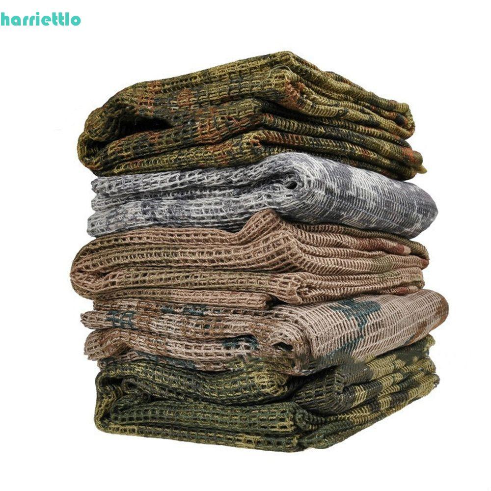 HARRIETTLO ผ้าพันคอสำหรับแคมป์ปิ้ง กีฬากลางแจ้ง มีตาข่ายและลายพราง