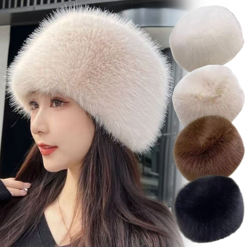 หมวกผู้หญิงฤดูหนาว ขนยาว ขนาดใหญ่ หนาอบอุ่น เหมาะสำหรับกิจกรรมสกี