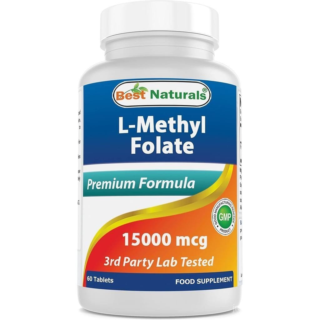 Best Naturals Methyl Folate 15000 mcg (15mg) (มี Bio-Available) 60 เม็ด - รองรับฟังก์ชั่นการเจริญเติ