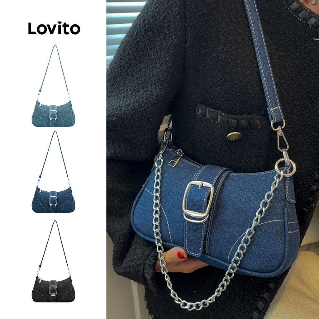 Lovito กระเป๋าสะพายไหล่ผู้หญิงแบบโซ่ลําลอง LFA104010