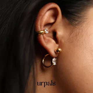 URPALS ต่างหู Ear cuff Stainless ชุบทอง 18K ฝังเพชร Diamond CZ ไม่ลอกไม่ดำ