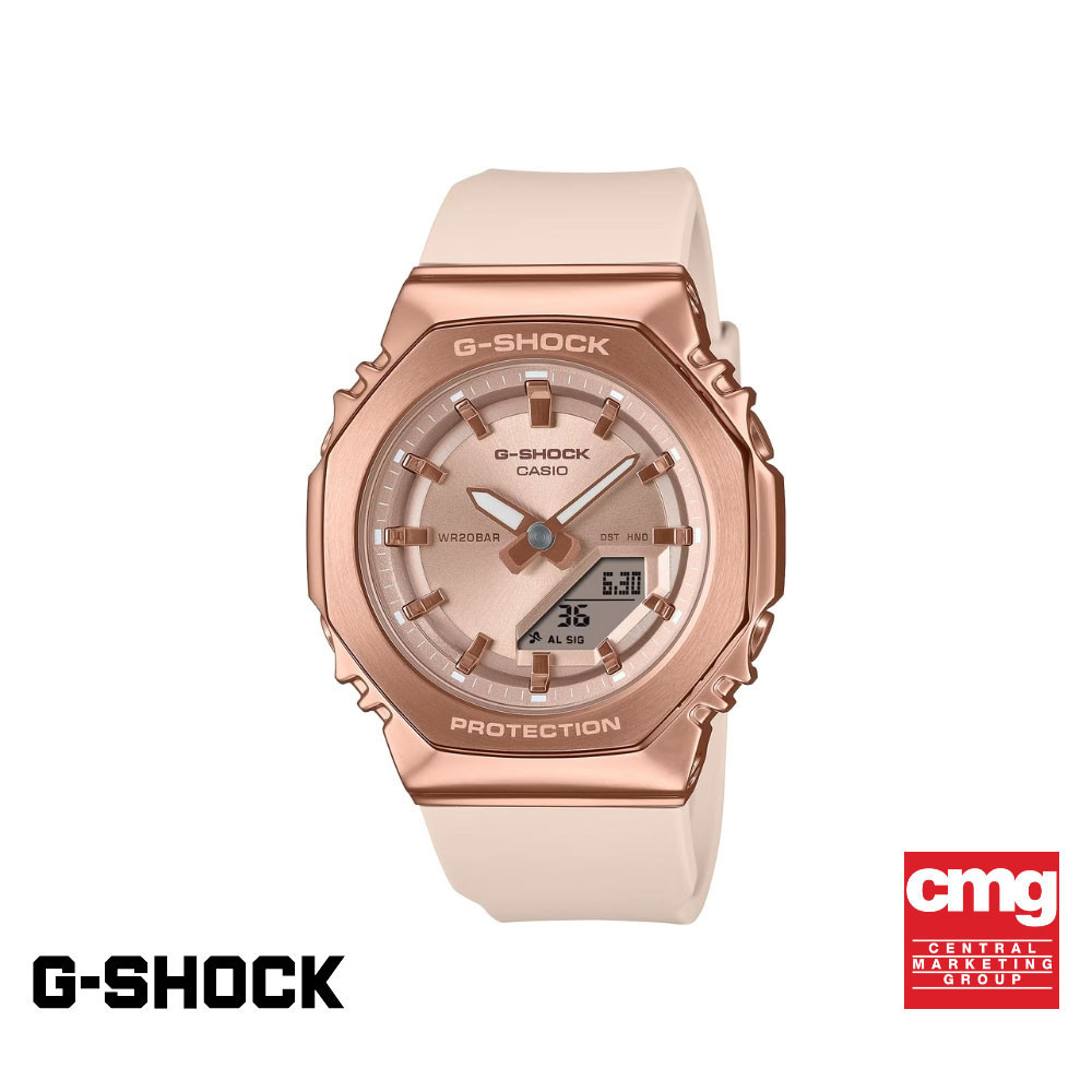 CASIO นาฬิกาข้อมือผู้หญิง G-SHOCK รุ่น GM-S2110PG-4ADR สายเรซิ่น สีพิ้งโกลด์