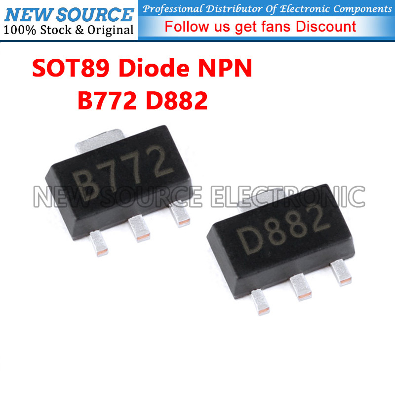 [5-20 ชิ้น] B772 D882 SOT89 ไดโอด SMD NPN Bipolar ทรานซิสเตอร์แหล่งใหม่