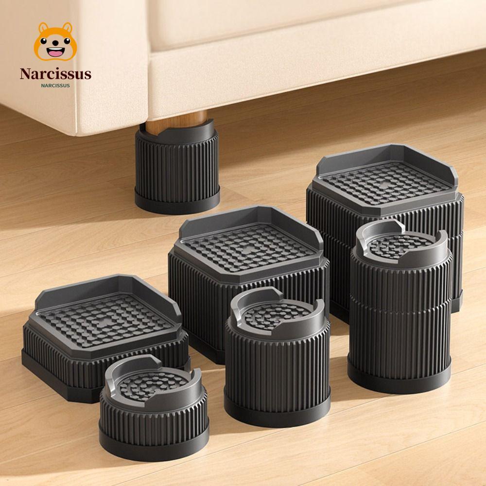 NARCISSUS เตียงยก Risers แผ่นเท้าเฟอร์นิเจอร์ปรับระดับสแควร์กันลื่น สำหรับเตียง โซฟา โต๊ะ เก้าอี้ ตู้เย็น แข็งแรงทนทาน