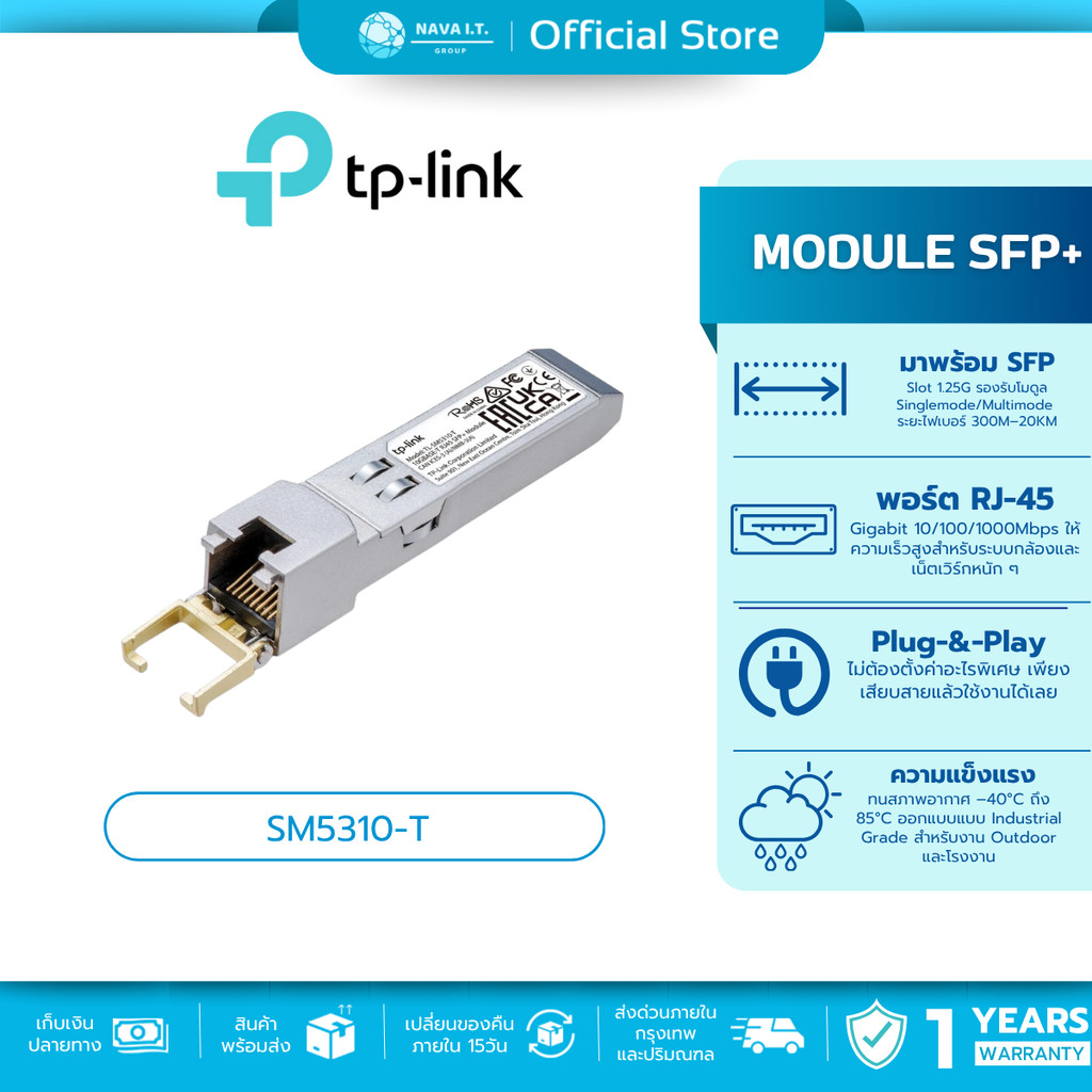🛵มีส่งด่วน💨 TP-LINK SM5310-T Omada 10G BASE-T RJ45 SFP+ Module รับประกัน 1 ปี