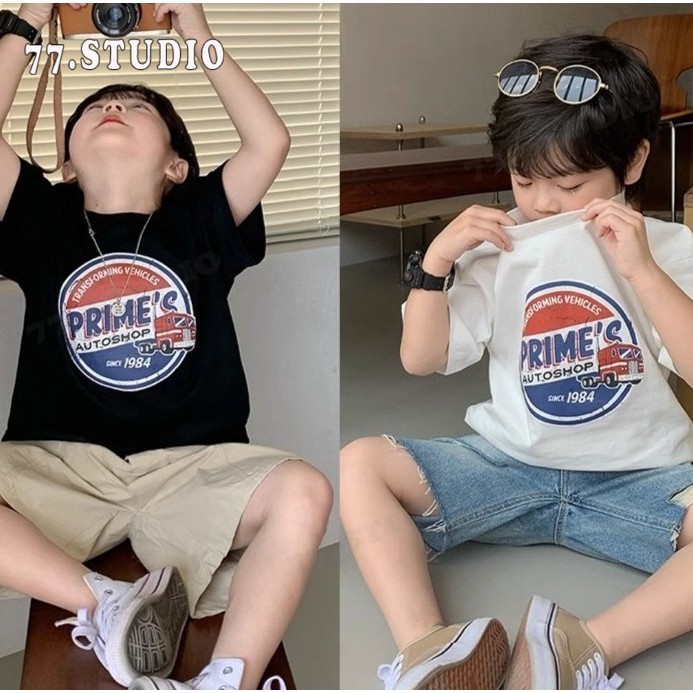 （พร้อมส่งจากกทม มาถึงใน 2วัน）เสื้อผ้าเด็ก เสื้อยืดผ้าฝ้ายลายการ์ตูน แขนสั้น การ์ตูนเสื้อเชิ้ตลำลองสบาย ๆสำหรับเด็กผู้ชาย