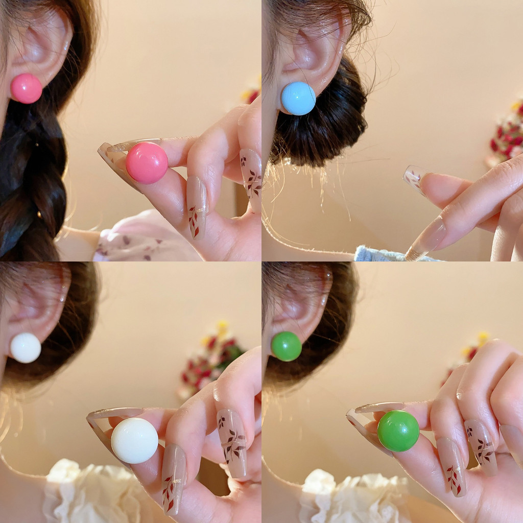 ต่างหูสตั๊ดสี Candy Ball สำหรับผู้หญิง แฟชั่นน่ารัก