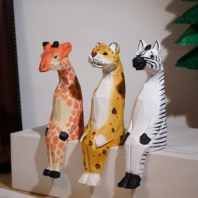 Handcrafted wood carving Home decorations desk accessories room decor Handmade Giraffe, Zebra, and L