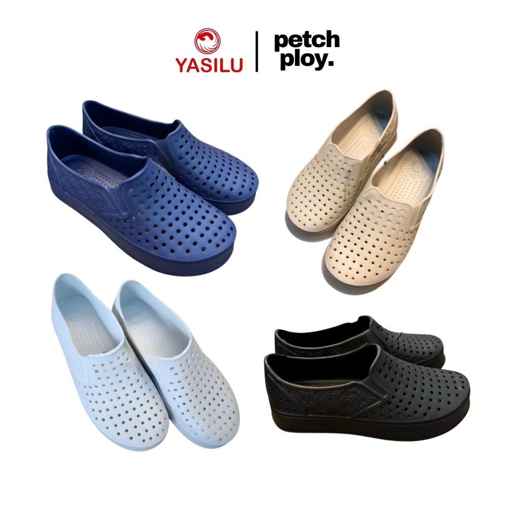 Yasilu รุ่น 5003 รองเท้าแบบสวมชายหญิง วัสดุเป็นยาง พื้นหนา นุ่ม สวมใส่สบาย