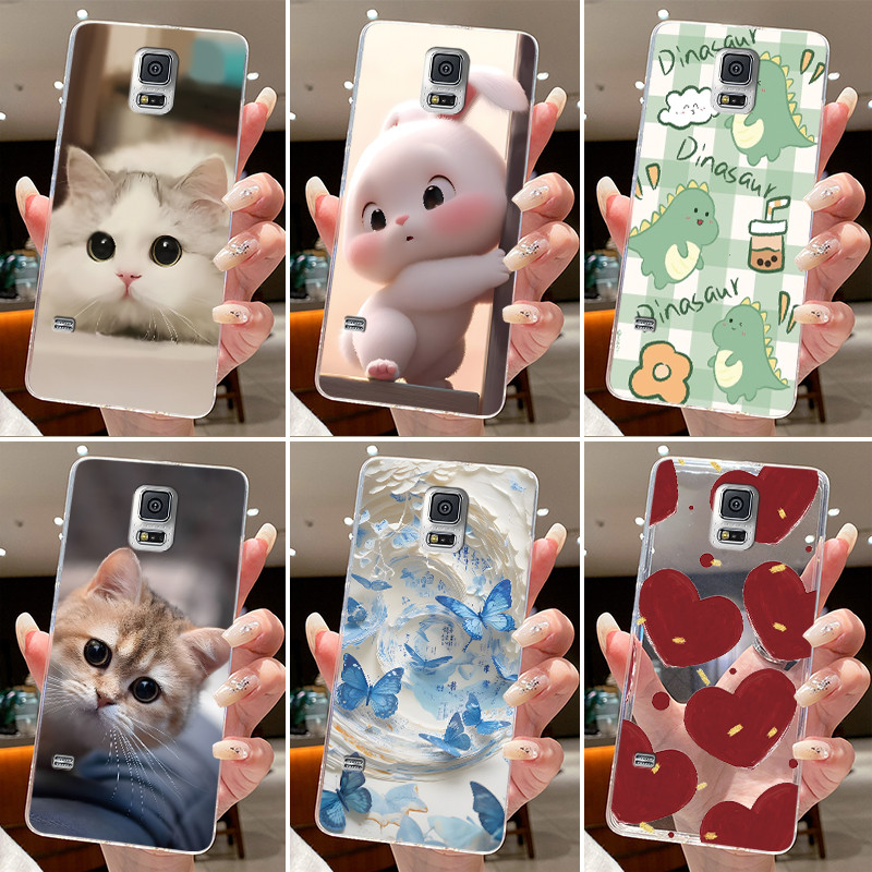 ปลอกสําหรับ Samsung Galaxy หมายเหตุ 4 Note3 ซิลิโคนใส Jelly Soft TPU ฝาหลังสําหรับ Samsung หมายเหตุ 3 Note4 กระต่ายน่ารักแมว Dinasaur เคสโทรศัพท์