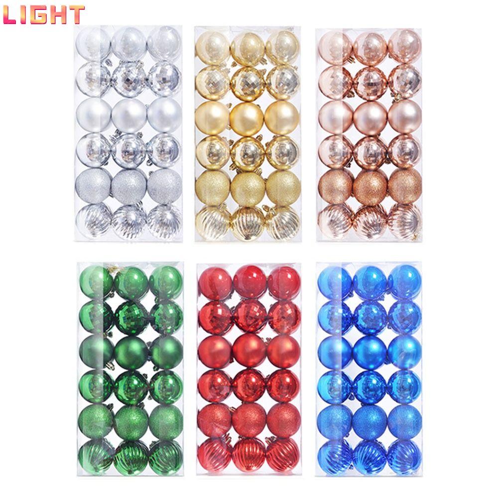 LIGHT 36PCS จี้ต้นคริสต์มาส,ทาสีแขวน Xmas Tree Christmas Ball ชุดเครื่องประดับ,จี้พลาสติกของขวัญ Party Decor Ball ปี Noel Navidad ตกแต่ง